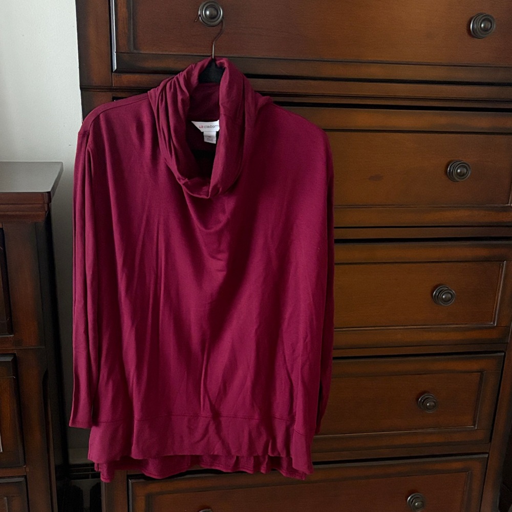 Liz Claiborne Deep Red Cowl Neck Sweater